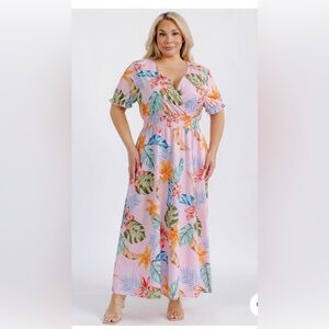 Floral Maxi Dress in Pink and Orange